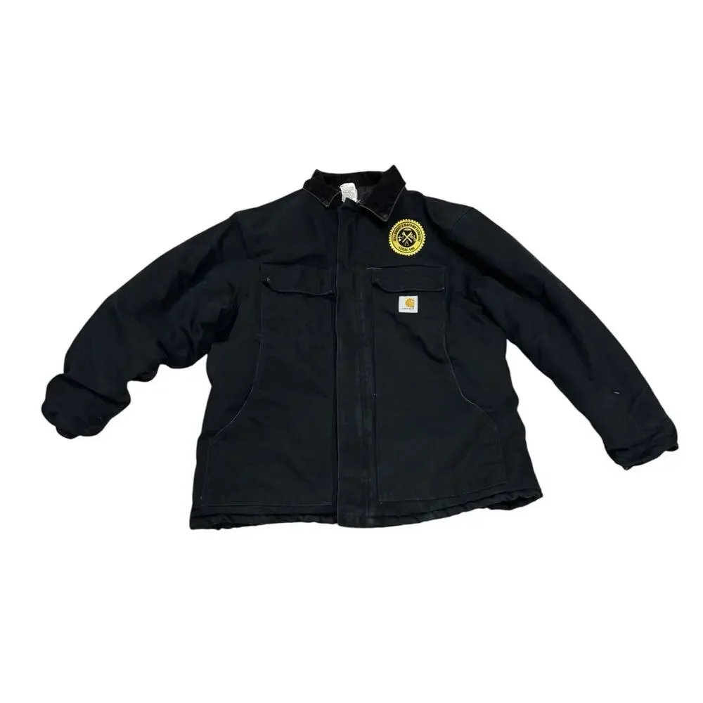 Carhartt Men's 46 Reg Black Firm Duck Tradition Canvas Coat UC03 BLK Utility